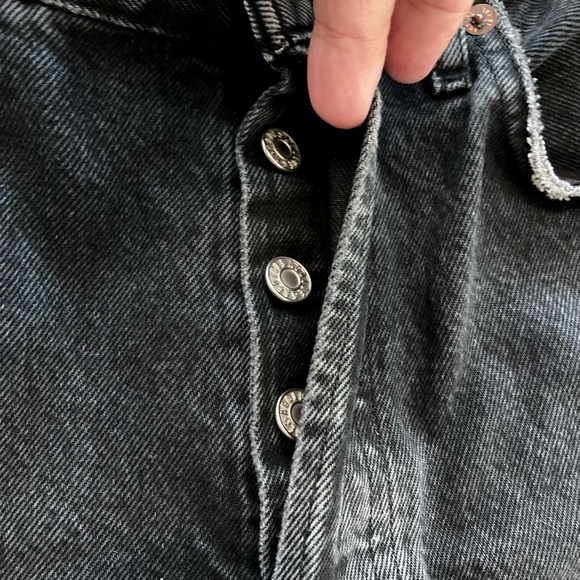 AGOLDE 90s Pinch Waist High Rise Distressed Jeans Straight Leg Black Wash - Picture 9 of 15